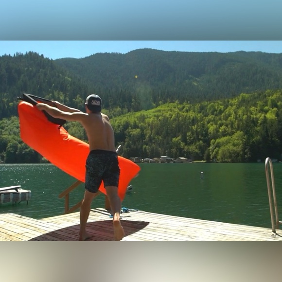 Dumbo Lounge Sacks Lounger w/Nylon Carrying Backpack. Orange Outdoor Lounger. - Picture 2 of 11